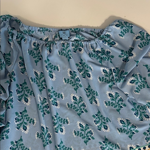 CeCe Blue Floral Blouse - Picture 2 of 6